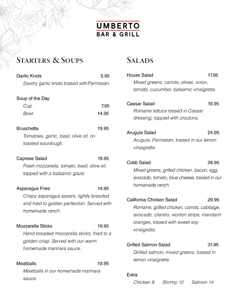 Umberto Bar and Grill food menu